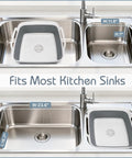 2.4 Gallon Collapsible Dish Basin With Drain Plug For Camping, RV, And Outdoor Use placed in kitchen sink showing fit dimensions
