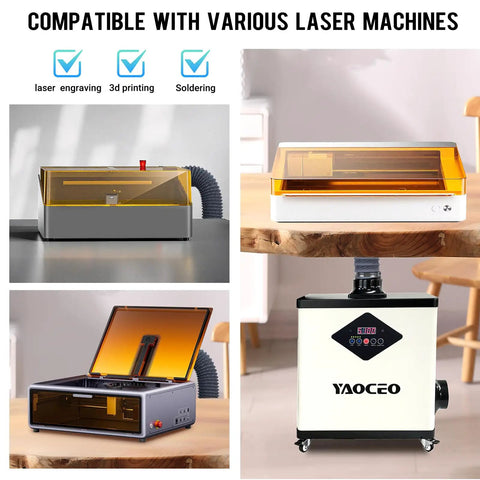 Laser Fume Extractor For Engraving And Cutting, High CFM Smoke Purifier, 360m³/h airflow, compatible with various laser machines