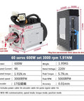 AC Servo Motor Drive Kit 0.4KW Without Brake 200W 400W 600W Options 3000RPM 60 Flange 17 Bit Magnetic Encoder 300cm Encoder Cable