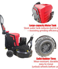 Planetary Electric Concrete Floor Grinder With 12 Grinding Heads 18.5kW Self Propelled Floor Polisher close-up on water tank and tire