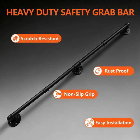 Heavy Duty Industrial Pipe Handrail For Indoor Stairs Wall Mount Metal Safety Rail Solid Staircase Grab Bar with scratch resistant finish.