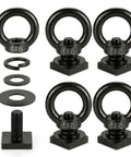 Heavy Duty Black M8 T Track Tie Down Anchors With Thickened Eye Rings And T Slot Bolts Kit for cargo securing.