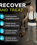 Man wearing Work Back Support Belt For Pain Relief And Heavy Lifting Safety With Removable Shoulder Straps in warehouse setting