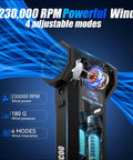 Three In One Electric Air Duster With Four Gear Adjustable Powerful Handheld Blower RPM display and air flow graphic