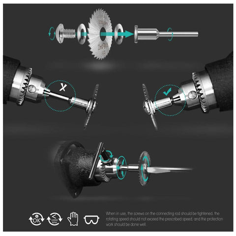 Versatile HSS Circular Saw Blade Set For Rotary Tools With Six Diameters assembly instructions diagram