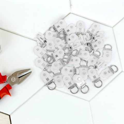 30 Pcs Heavy Duty Double Wheel Curtain Track Rollers Providing A Slam Dunk Upgrade With Durable Alloy Plastic Build And Silent Glide For Foolproof Room Refresh on a textured surface.