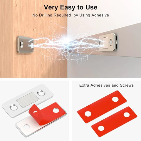 Ultra Thin Magnetic Cabinet Catch With 10 Lbs Hold Strength Adhesive Or Screw Mount 4 Pack Low Profile 3.65mm in use