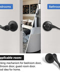4 Pack Black Wave Style Privacy Door Handles With Lock For Bedroom And Bathroom Interior Doors, reversible levers.