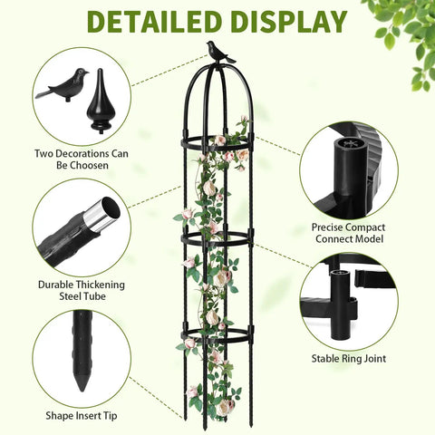 6.7Ft Rustproof Garden Obelisk Trellis For Climbing Plants assembly details and features