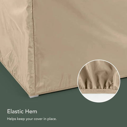 Elastic hem detail of Ping Pong Table Cover For Indoor And Outdoor Use, Heavy Duty Vinyl With Soft Lining, Water Resistant All Weather Protection.