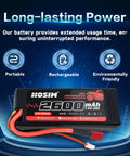 Two Pack 7.4V 2S 2600mAh LiPo Battery 25C With USB Charger And Battery Strap For X08 X07 X07W Beefy Power RC Cars Trucks Boats One Tenth Scale RC Vehicles box display