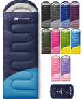 Ultra Lightweight Backpacking Sleeping Bag For Adults And Kids Packable Warm Weather Comfort 55 To 60 Fahrenheit 3-4 Seasons Includes Compression Sack Durable Ripstop Fabric Camping Hiking Travel Outdoor Gear in multiple colors with compression sack
