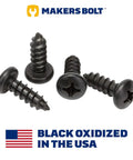 Black Oxidized 18-8 Stainless Steel License Plate Screws Pack Of 4 For Rustproof Security And Saltwater Resistance shown in image