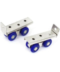 2 Pack 4 Wheel Metal Sliding Track Pocket Door Roller Wheel Set Hanger Ball Bearing Pulley Kit For Wardrobe Closet Barn Door