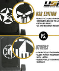 Comparison of Heavy Duty Skull Hood Latch Set For Jeep Wrangler JL 2018 To 2024 And Gladiator JT with focus on print quality