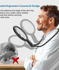 Hands Free Neck Magnifier With Light 10X 5.2 Inch Loupe, image showing man wearing ergonomic gooseneck design for neck comfort.