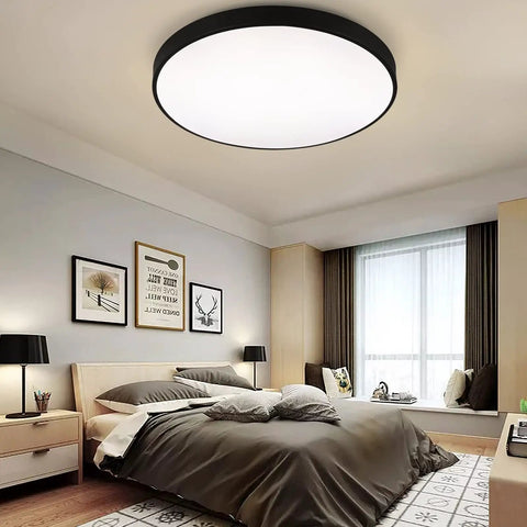 24 Inch Black LED Flush Mount Ceiling Light Modern Large Round Fixture Brighten Up Space 40W Ceiling Lamp in bedroom
