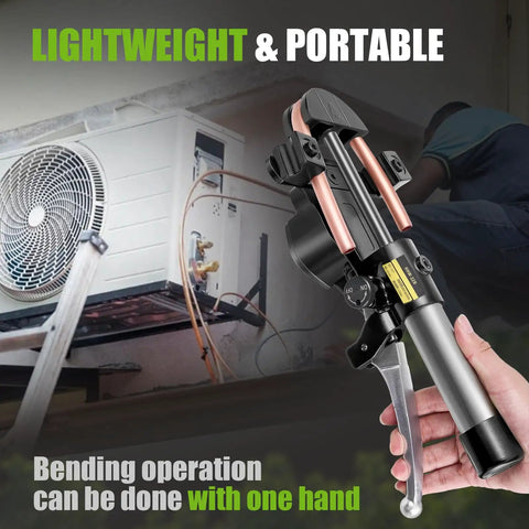 Super Stars Hydraulic Tubing Pipe Bender Kit 1/4 Inch To 7/8 Inches with one-hand operation for HVAC, ideal for bending copper pipes.