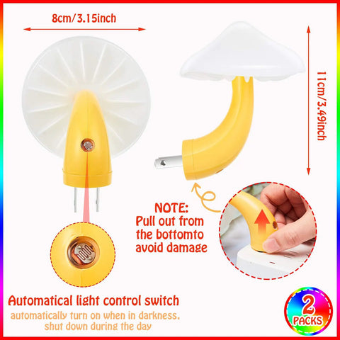Diagram of Two Pack Mushroom Night Light Plug In Wall Lamp With Sensor LED Nightlight Cute Mini For Kids Nursery Bedroom Decor Gift