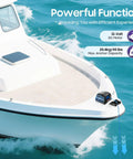 Top Notch 45 Lb Electric Anchor Winch For Boats With Remote Control on boat bow, with 12-volt motor and braided rope.