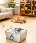 Huge 4 Gallon Dog Water Fountain For Large Dogs And Multi-Pet Homes Stainless Steel Pet Fountain with water window in living room