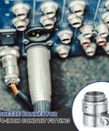 Close-up of metal conduit box connectors used in wiring setup, part of 20 Pack Three Quarters Inch Squeeze Connectors For FMC Flexible Metal Conduit And EMT Electrical Conduit Fittings Indoor Use High Quantity Pro Grade Durable Metal Cable Conduit Box Connectors For Large Projects