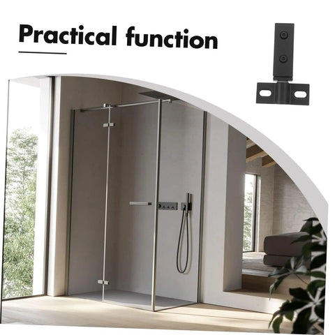 Modern bathroom with glass door showing a Heavy Duty Shower Door Hinge Stainless Steel Dual Hole Pivot Hinge installed on shower