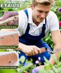 Gardener using Root Lifter Weeding Tool For Lawn And Yard Hand Weeder with angled head and wooden handle for weed removal