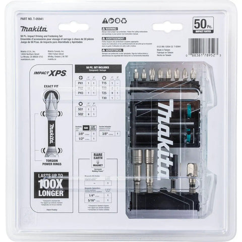 Impact XPS 50 Piece Bit Set For Driving And Fastening Pro Grade Long Lasting Tough Bits in retail packaging with details.