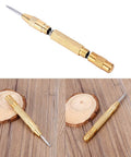 Automatic Center Punch Tool With HSS Tip Spring Loaded Brass Body No Hammer Needed, shown on wooden background.