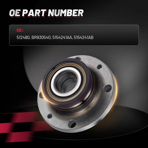 Street Tough Wheel Bearing And Hub Assembly For Fiat 500 Rear Left Right 4 Bolt Direct Bolt On Drop In Replacement No Abs Sensor Highway Ready Durable Setup, close-up view of wheel hub with part numbers.