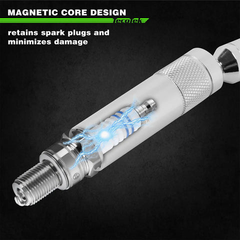 Cutaway view of the 10 Piece Three Eighth Inch Drive Magnetic Spark Plug Socket Set With Swivel Head And Universal Joint Chrome Vanadium
