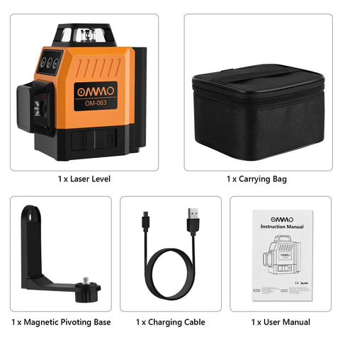 Contents of Self Leveling Alignment Laser Level For Construction With 8 Laser Lines And 360 Degree Horizontal And Vertical Beams