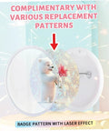 Make Awesome Button Maker Machine Creates 55 Mm And 35 Mm Badges with holographic badge pattern and laser effect