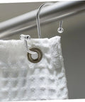 Close-up of silver curved ring from 12 Piece Rust Resistant Shower Curtain Hooks Curved Rings for Bathroom and Window Curtains