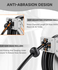 Close-up view of 65Ft Pressure Washer Hose Reel auto retractable 3200 PSI with anti-abrasion design and stopping ball.