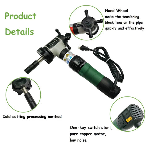 Banfluxion 1200W Electric Pipe Beveling Machine for Inner Expansion Grooving with Chamfering capabilities and hand wheel design.