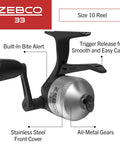 MicroFine Dial-Adjustable Drag Spincast Fishing Reel With Dope Bite Alert And No-Tangle Design, silver with stainless steel front cover