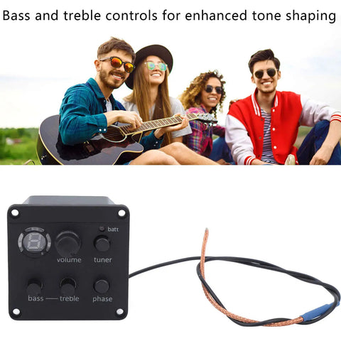 Compact Acoustic Guitar Pickup Preamp System With Onboard EQ And Tuner, Prewired For Glue In Soundhole Installation, Durable Metal Housing