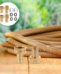 Premium Garden Hose Repair Kit With Brass Quick Connectors And Stainless Steel Clamps For Easy Outdoor Watering Fixes And Leak Prevention In Your Backyard brass hose fittings and clamps on wooden deck