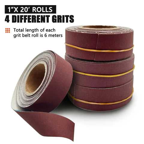 Emery Cloth Sandpaper Roll Set With Dispenser 4 Rolls 6 Meter Rolls 150 240 320 400 Grit Aluminum Oxide On Nylon Backing