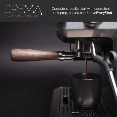 Espresso machine brewing into cup, featuring 53.3mm Coffee Distributor And Hand Tamper For Breville Portafilters