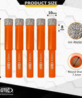 Dry Diamond Drill Bit Set For Granite Marble Masonry Concrete Tile Ceramic Glass And Hard Plastic 5 Piece Three Eighths Inch Ten Millimeter Vacuum Brazed Diamond Core Drill Bit Kit With Built In Cooling Wax, showing 10mm size and grit detail