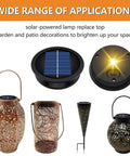 Two Pack Solar Light Replacement Tops For Outdoor Hanging Lanterns, 3.2 Inch Outer Ring, 2.9 Inch Inner Ring, LED tops for lanterns