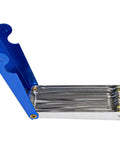 Pro-Grade Welding Tip Cleaner Tool Kit With 13-Wire Set in open blue metal case