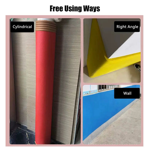 Banish Wall Scuffs And Door Dings Cold With Heavy Duty Self Adhesive Wall Protectors Black Foam Bumper Strips Durable Paint Shield For Garage Cars Playrooms And Gyms 3cm Thick 32 Ft Roll displayed in cylindrical and right-angle applications.