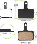 Dimensions of four pairs metal premium eBike brake pads with installation tools, noise-free, compatible with MT200 MT400 MT500 M515