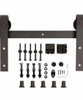 Solid Wood Sliding Barn Door 38 Inch By 84 Inch Walnut Finish With Hardware Kit, installation hardware components shown