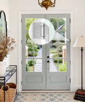 Beefy 4 Inch Self Closing Door Hinges Set of 2 with spring action on interior doors, one quarter inch radius corners shown in home setting.