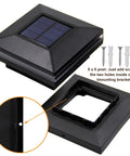 Solar Powered Outdoor Post Lights 8 Pack With 15 Lumen Warm White SMD LED Caps for Fence showing mounting bracket and screws